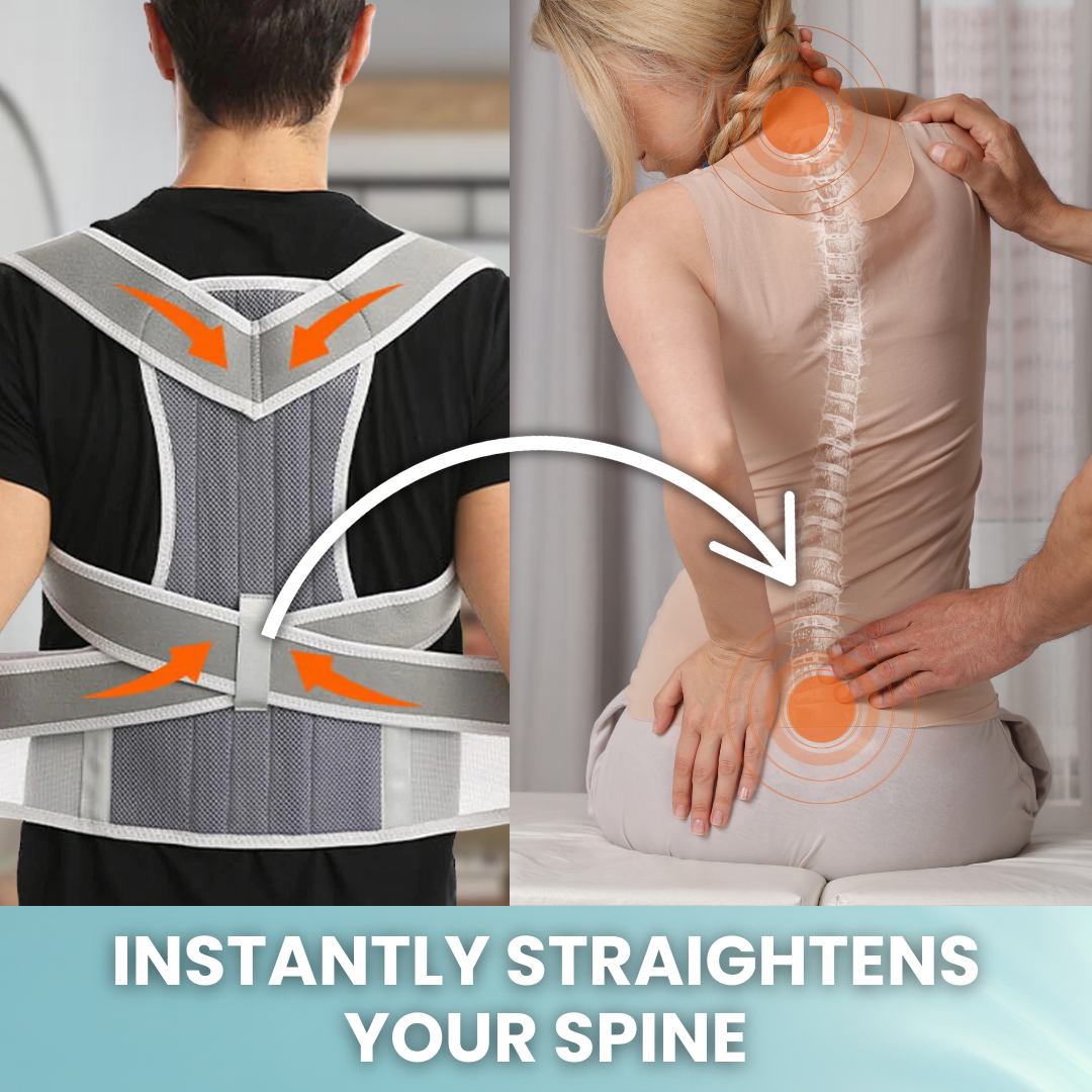 Posture corrector and back posture corrector designed to instantly straighten your spine, offering a back brace for posture, posture brace, belt for supporting back, and brace back posture to reduce back pain and poor posture.