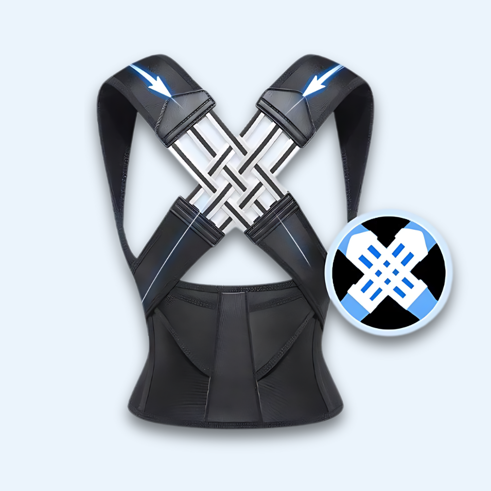 Adjustable posture corrector and back brace designed to improve posture and provide lumbar support. Ideal posture and back brace for correcting poor posture and promoting spinal alignment.